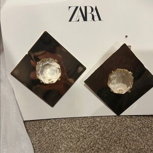Zara Gold and Silver Square Earrings